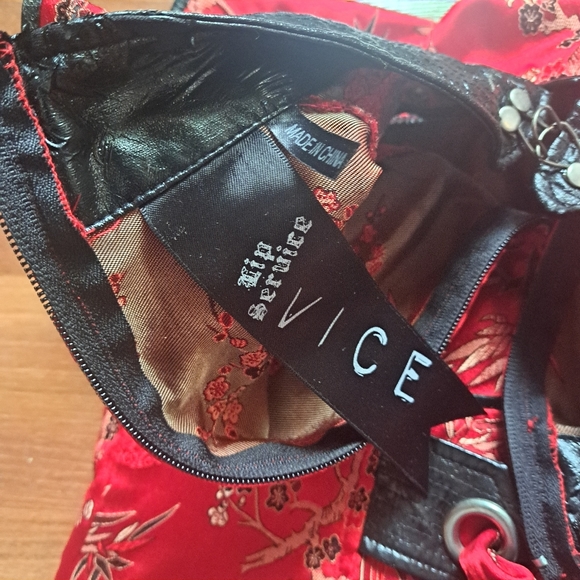 Lip Service Rare Vintage Cult RED Satin Geisha costume sexy Mini Fetish Dress - Picture 2 of 8